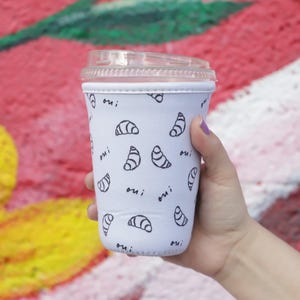 Iced Coffee Sleeve Croissants-Insulated Beverage Holder-Beverage Cup Sleeve -Gift for Coffee Lovers