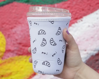Iced Coffee Sleeve Croissants-Insulated Beverage Holder-Beverage Cup Sleeve -Gift for Coffee Lovers