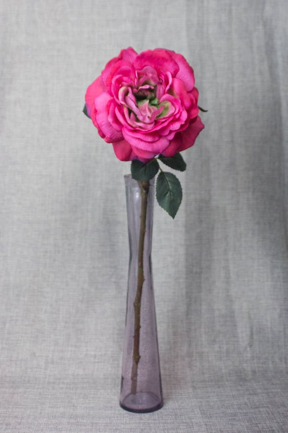 Single Rose And Pale Pink Glass Vase Real Touch Etsy