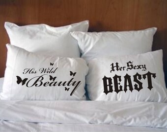 New Cotton Pillowcases His And Hers Wedding Pillowcases Etsy