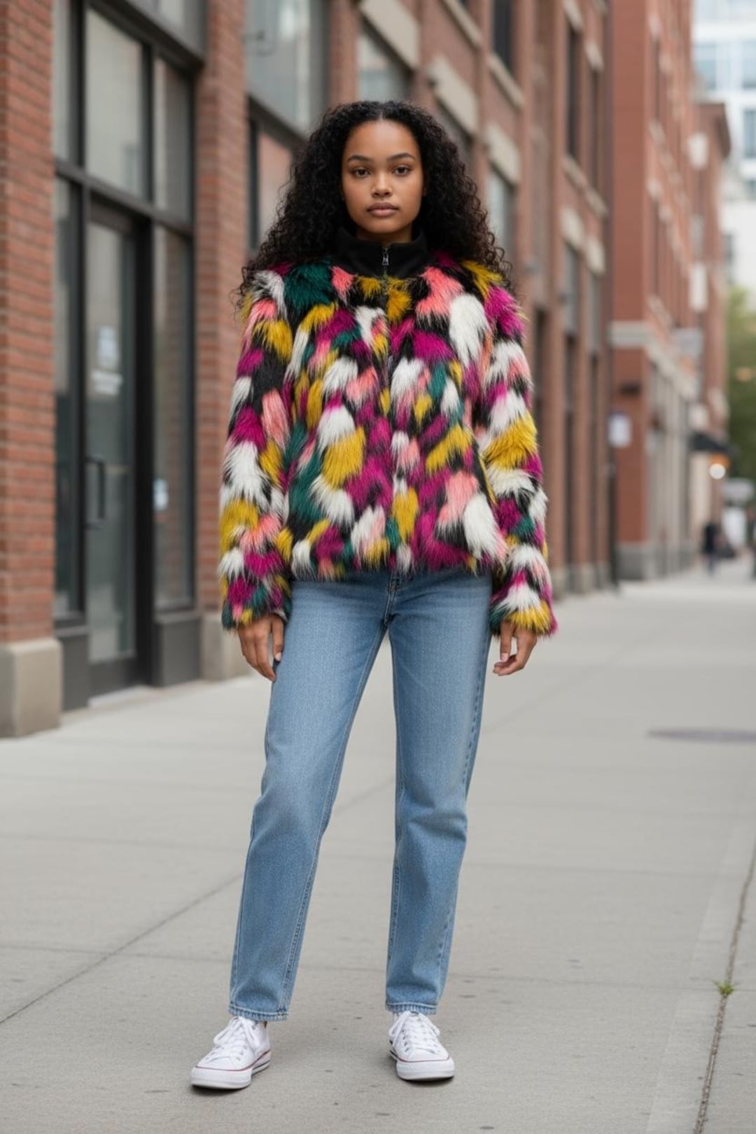 Multicolor Faux Fur Jacket - Etsy