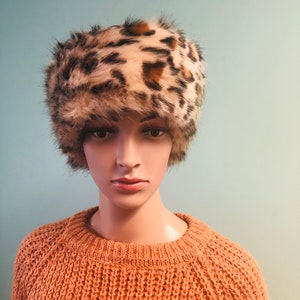 Chita faux fur and bronze leather hat