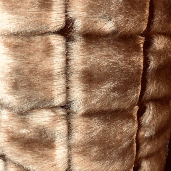 Mink check faux fur fabric