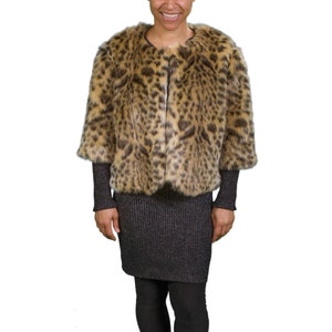 Gold leopard faux fur jacket