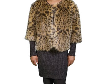 Gold leopard faux fur jacket