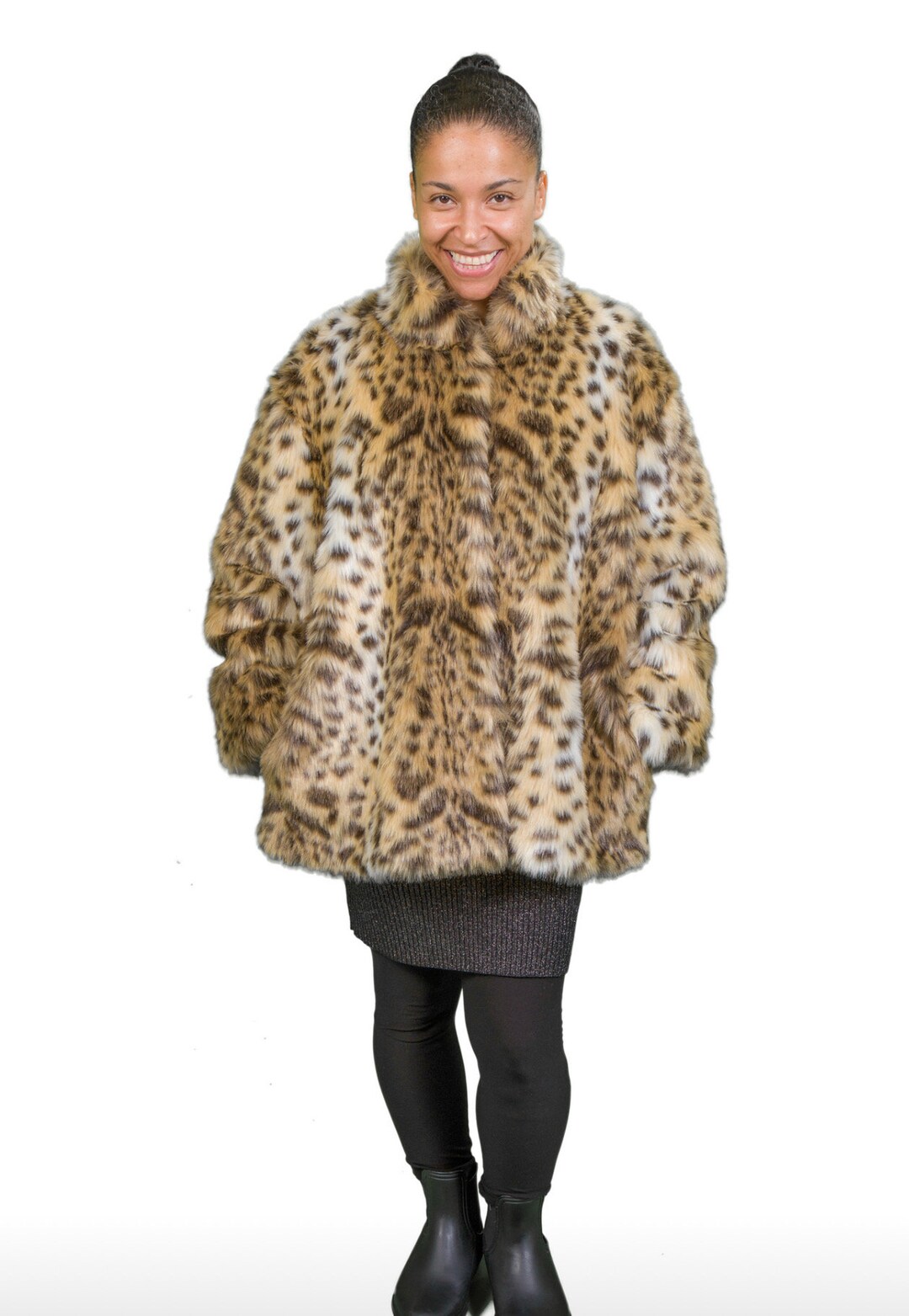 Belted Leopard Faux Fur Coat