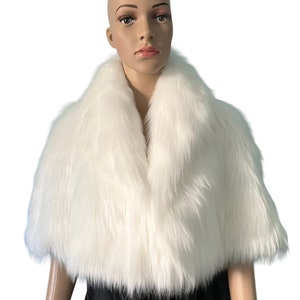 White fox faux fur cape