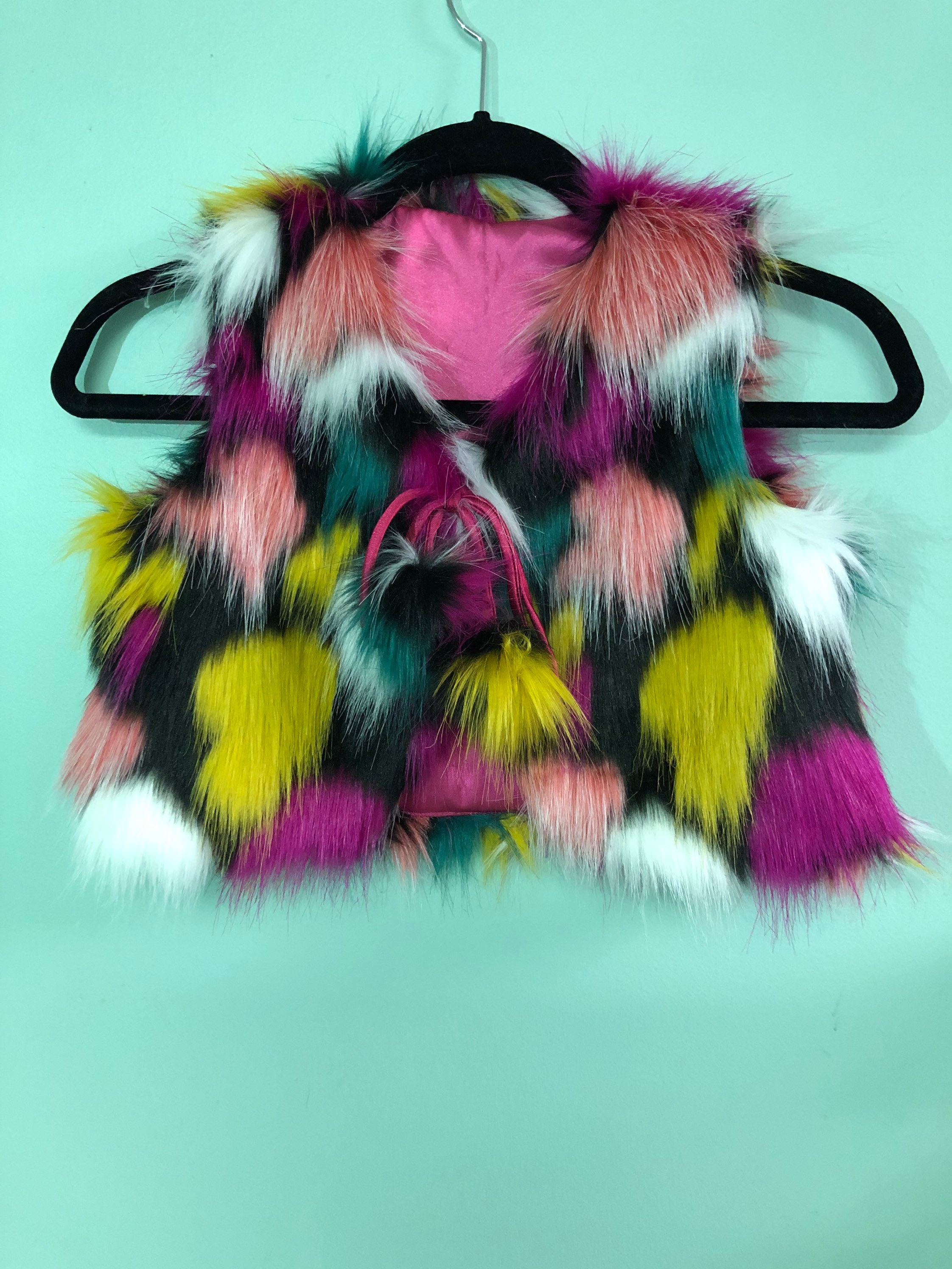 Multicolor faux fur vest online