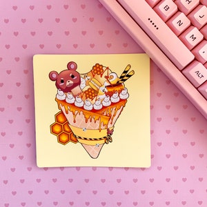 Honey Bear Crepe Art square mini print (2 sizes available)