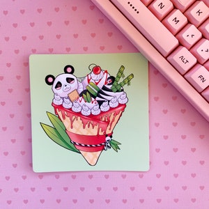Panda Bear Crepe Art square mini print (2 sizes available)