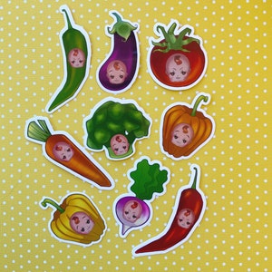 Veggie Kewpie babies sticker set of 9 laptop/decals