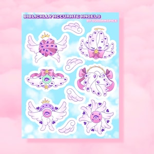 Biblically Accurate Kawaii angels sticker sheet