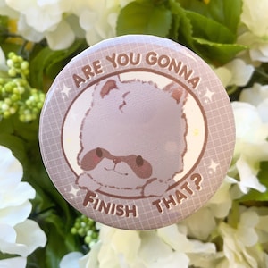 Are you gonna finish that? Raccoon Button Pin
