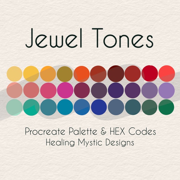 Jewel Tones Procreate Color, Jewel Tones, Procreate Color, HEX Codes, Procreate App, Procreate Palette, Digital Colors, Digital Palette