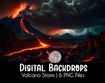 Volcano Storm Backdrop, Streaming Background, Volcano Background, 16:9 Aspect Ratio, Zoom Call Image, Twitch Backdrop, Volcano Backdrop