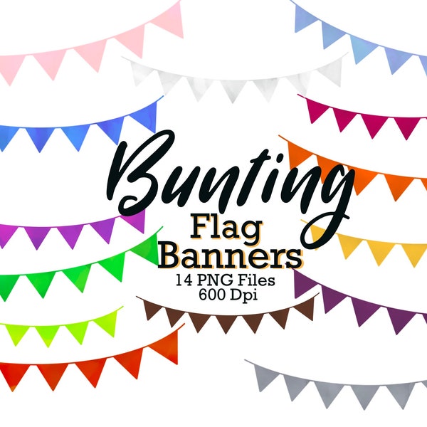 Bunting Clipart, Bunting Banner Clipart, Banner clipart, Bunting Clipart Set, Birthday Clipart, Pennant Clipart