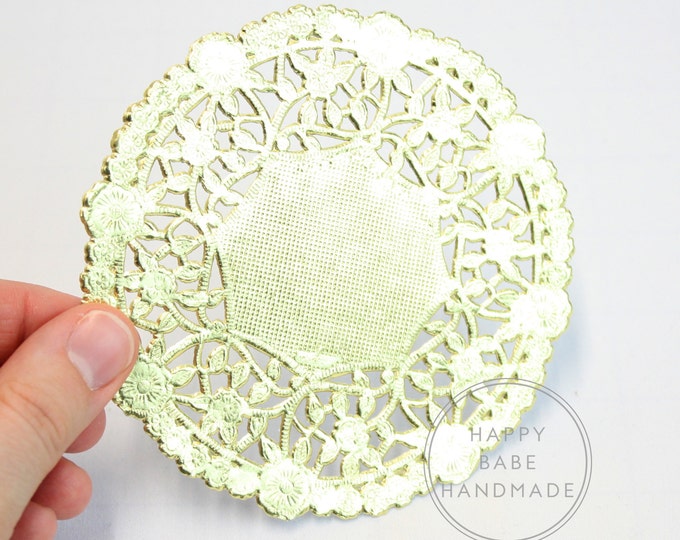 Metallic Gold Doilies, 4 Inch, Gold Paper Doilies, 25 Doilies, Lace