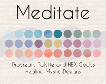 Meditate Procreate Palette, Procreate Color Palette, Instant Download, Procreate Tools, Procreate Swatch File, HEX Codes, Rainbow Procreate