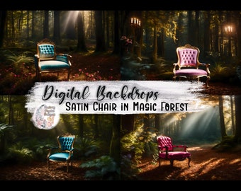 Satin Chair Digital Backdrop, Forest Backdrop Image, Digital Backdrops, Photography Backdrop, Maternity Backdrop, Fantasy Backdrop