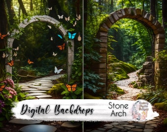 Stone Arch Backdrop, Stone Pathway Backdrop, Fantasy Digital Backdrop, Archway Backdrop, Digital Backdrops, Stone Arch Background