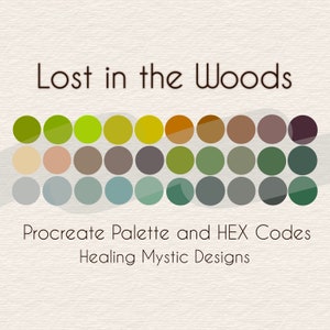 Lost in the Woods Procreate Palette, Procreate Color Palette, Procreate Tools, HEX Codes, Procreate Swatch File, Green Color Palette