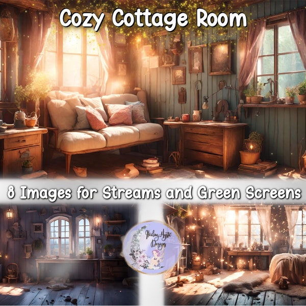 Cozy Cottage Backdrop, Digital Backdrops, Streaming Backdrop, Cottagecore Screensaver, Cottage Room Backdrop, Zoom Call Backdrop, Cozy Room