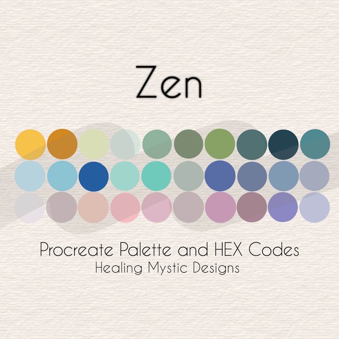 Zen Procreate Palette, Procreate Color Palette, HEX Codes, Procreate Palette, Procreate Swatch