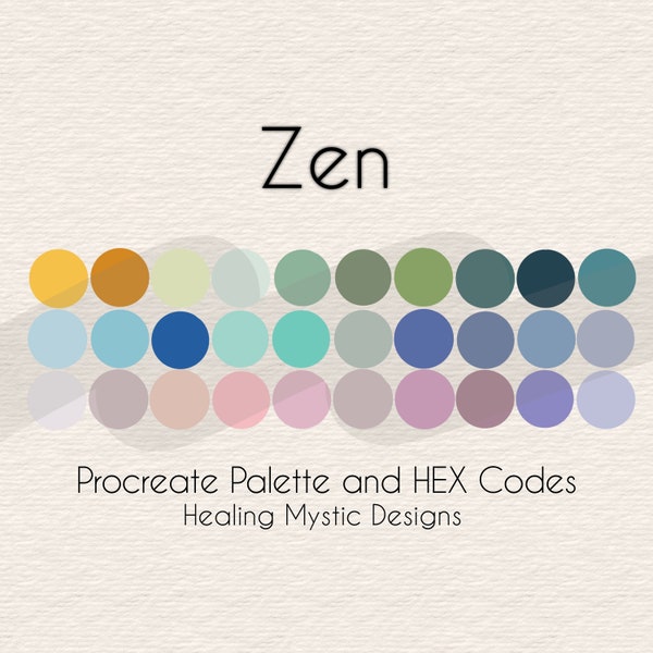 Zen Procreate Palette, Procreate Color Palette, HEX Codes, Procreate Palette, Procreate Swatch File, Procreate Colors
