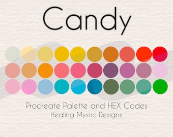 Candy Procreate Palette, Procreate Swatch File, Procreate Tools, Procreate Palette, iPad Pro Procreate, Instant Download, HEX Codes