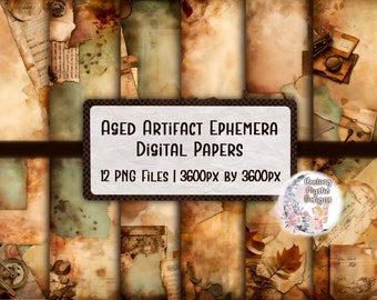 Aged Artifact Ephemera, Digital Ephemera Paper, Ephemera Paper, Digital Vintage Paper, Vintage Style Background, Rustic Digital Paper