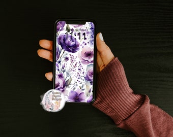 Floral Purple Wallpaper, Phone Wallpaper, Floral Phone, iPhone Wallpaper, Purple Phone Background, Android Wallpaper, Wallpaper for Phone