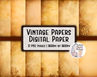 Vintage Paper Digital Papers, Digital Papers, Junk Journal Paper, Digital Grunge Paper, Vintage Paper Textures, Old Vintage Papers