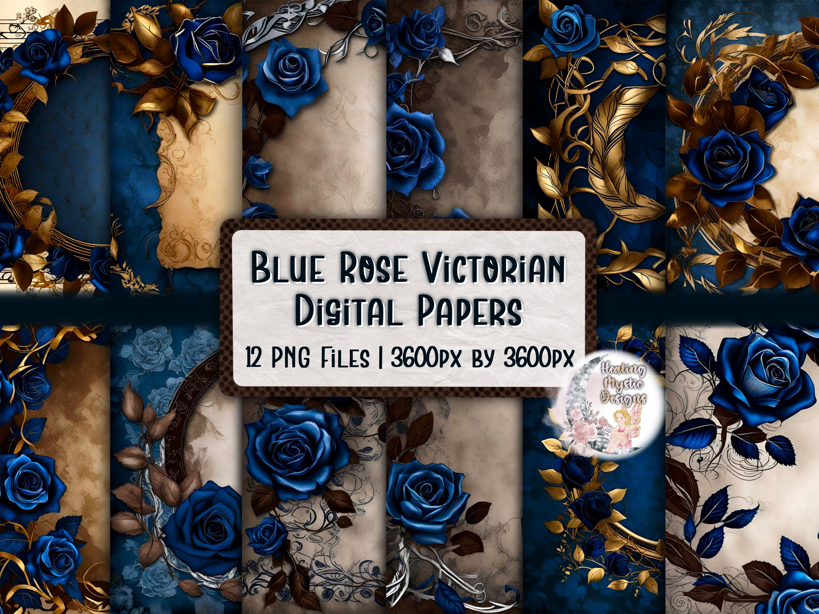 Blue Gold Glam Rose Clip Art, Digital Instant Download Glitter Flower Png  Embellishments, Blue Rose, Gold Glitter Roses Commercial Use 