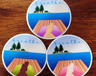 Lake life, lakes, just breathe, breathe vinyl sticker, laptop decal, bumper sticker