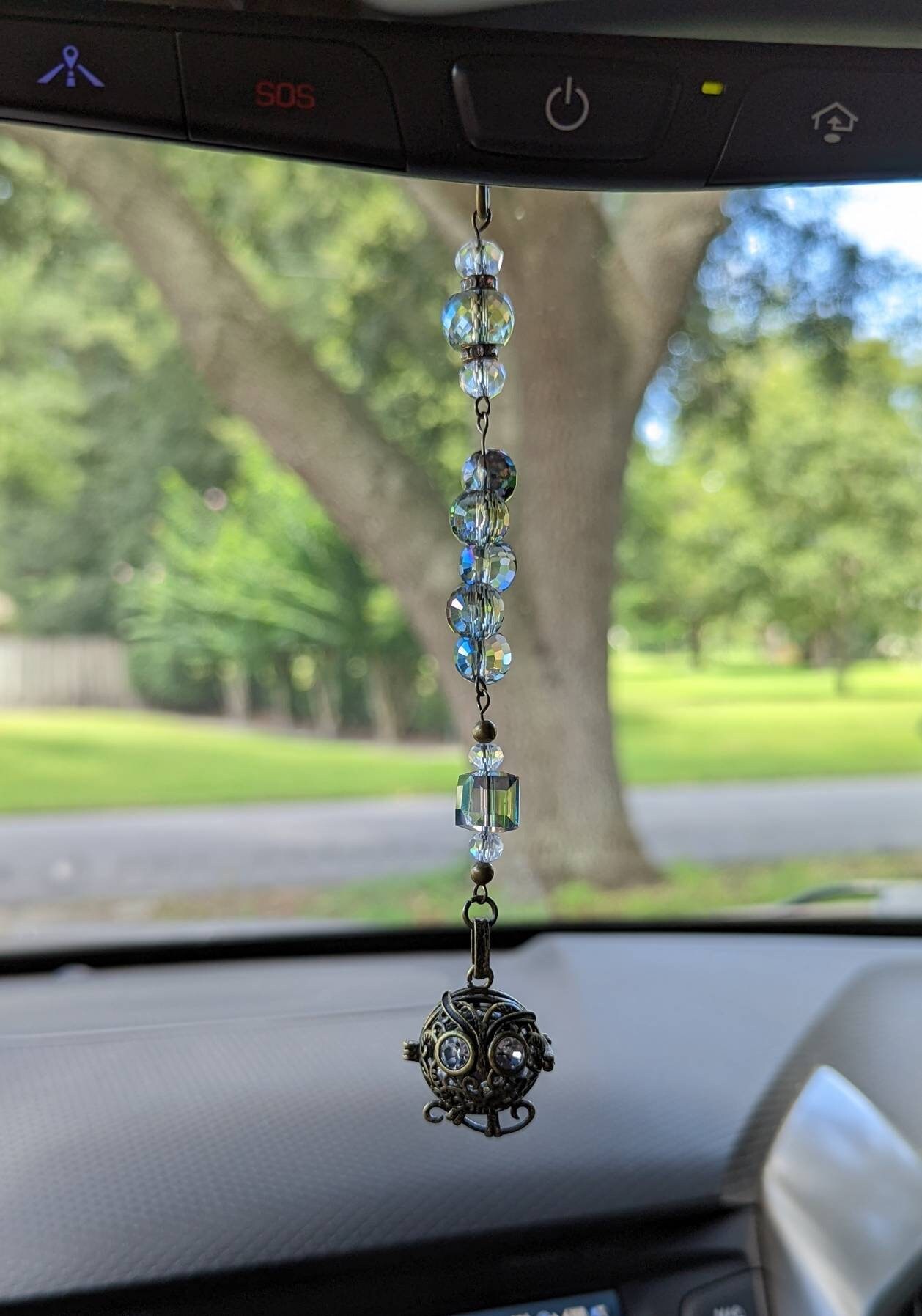Rear View Mirror Accessory/Owl Rear View Mirror Charm/Bead Rear View Mirror Accessory