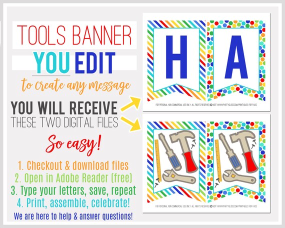 Printable Tools Banner Editable Banner Tools Theme Digital Etsy