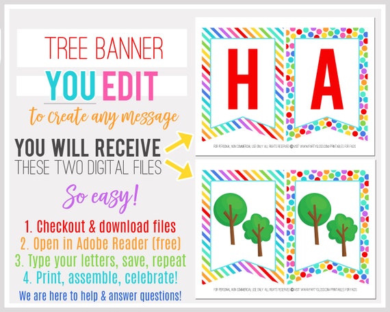 Printable Tree Banner Editable Banner Trees Theme Digital Etsy