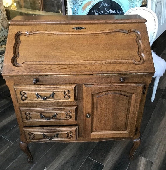 Antique Drop Front Secretary Desk >> Vintage French Country Drop Front Secretary Desk Oak Antique Drop Front Secretary Desk >> Vintage French Country Drop Front Secretary Desk Oak