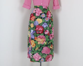 Vintage Dark Floral Skirt - Deadstock NWT - M/L 30"-33" - DAILLAIRDS Romantic Multicolored Midi Skirt - Pockets - Summer Spring Wear To Work