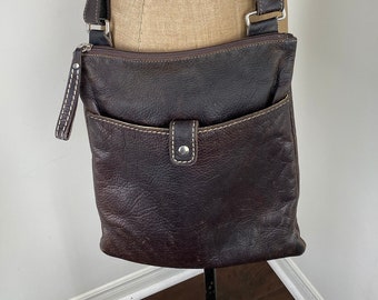 Vintage ROOTS Brown Leather Cross Body Bag Satchel Messenger Bag - Vintage Carrier Bag - iPad Laptop Unisex Bag