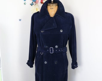 Men's Vintage 70s Blue Corduroy Trench Overcoat HARRY - Etsy Hong Kong