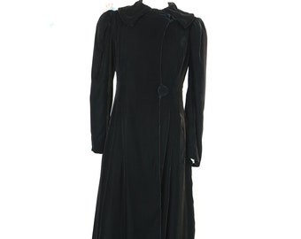 Vintage operajas jaren 1920 zwart fluwelen prinses maxi jas dramatische avondjurk jas Steampunk Victoriaanse gotische jas - klein