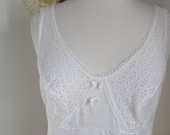 Vintage Full Body Slip Off-White MICHEL Lace Lingerie Intimate Apparel - S/M