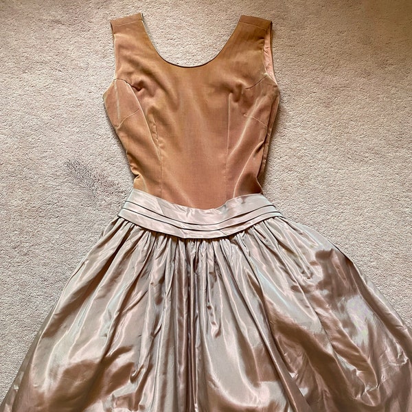 Robe de soirée en taffetas de velours vintage des années 40-50 avec grand nœud dans le dos - Robe de soirée cocktail pour invité de mariage - Robe pour événement formel - XS