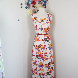 70s Abstract Floral Maxi Dress Vintage 1970s Boho Summer Maxi Dress L/XL image 1