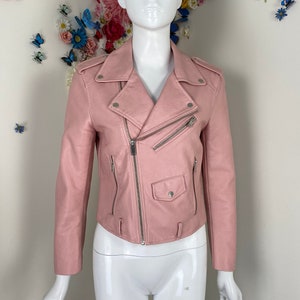 Veste en cuir rose zara top