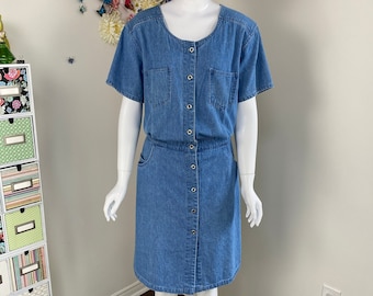 Vintage Denim Romper Jumpsuit Skort 1980s TABI Summer Short Jumpsuit Casual Summer Picnic Jumpsuit Vacation Resort Wear Playsuit - L/XL