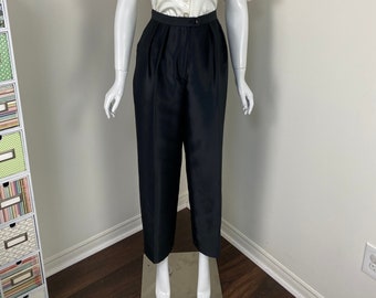 Vintage 80s 90s BILL BLASS Black Pants Trousers - Designer Front Pleat And Pockets Tapered Evening Dress Trousers - Medium