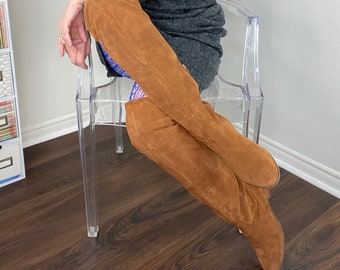 Steve MADDEN Brown Suede Thigh High OTK Boots - Y2K Over The Knee Tall Boots 1.75" Low Heel - 9 US - Boho Thigh High Boots