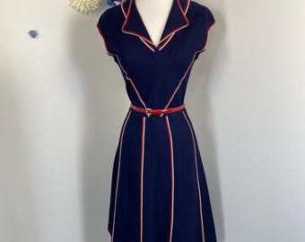 CRISSA Preppy Sporty Dress Vintage 1970s Linea Italiana Knit Summer Fall Casual Tennis Dress Travel Vacation Picnic Lunch Date Dress - Small